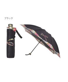 MOONBAT 【簡単開閉】ランバン オン ブルー (LANVIN en Bleu) リボン 花柄 折りたたみ傘 サテンプリント