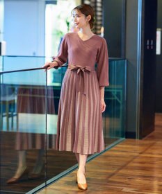 Tiaclasse 【洗える】レース編みニットフレアワンピース