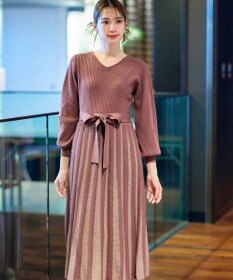 Tiaclasse 【洗える】レース編みニットフレアワンピース