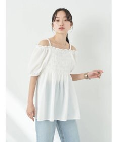 earth music&ecology ２ｗａｙショルダーシャーリングチュニック