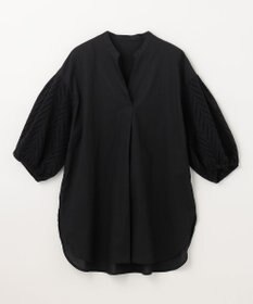 ANY 【洗濯機可】エンブロイダリー スキッパーチュニックブラウス