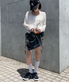 WEGO スパンコールメッシュニットカーデ