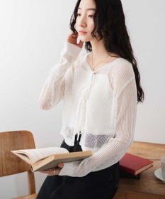 WEGO スパンコールメッシュニットカーデ