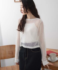 WEGO スパンコールメッシュニットカーデ