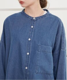 WEGO 【ANGIE VINTAGE】オーバーサイズ バンドカラー デニムシャツ