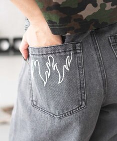 WEGO 刺繍ロゴバレルレッグパンツ