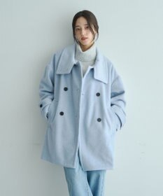 YECCA VECCA ウール混ミドル丈スタンドカラーコート