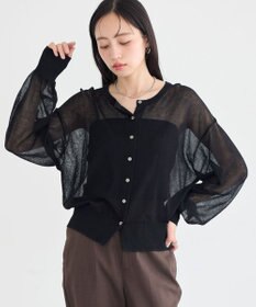earth music&ecology 【WEB限定】接触冷感シアークルーニットカーディガン