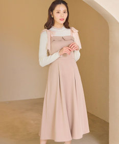 Feroux シアーリボンショルダー ジャンパースカート