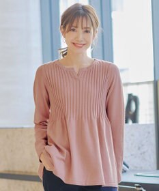 Tiaclasse L 【洗える】リブ切り替えフレアニットトップス