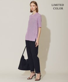 ICB 【WEB限定カラーあり・洗える】 ペーパーブレンドシャインニット 5分袖プルオーバー