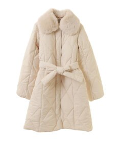 Green Parks ファー衿ダイヤキルト中綿コート