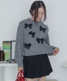 WEGO チュールリボンケーブルニット