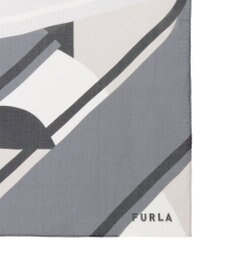 MOONBAT 【シルク100%】FURLA (フルラ) アーチロゴ 幾何学柄 シルクシフォンプリントスカーフ 150cm×35cm 手洗い可能