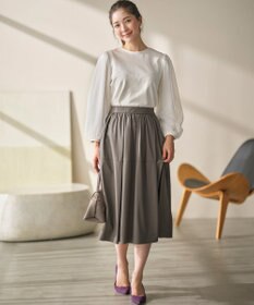 組曲 レザーライクライト タックギャザースカート