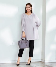 Tiaclasse 【洗える】プリーツパフ袖チュニックブラウス