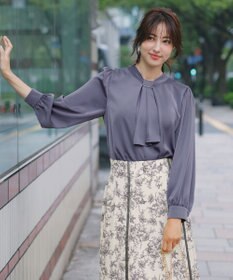 ANY SIS 【洗える】4WAYボウタイ ブラウス ブルー系