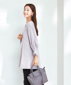 Tiaclasse 【洗える】プリーツパフ袖チュニックブラウス