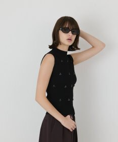 GRACE CONTINENTAL ビジューリブニットトップ