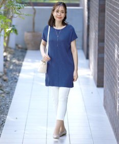 Tiaclasse 【洗える】フレンチスリーブニットチュニック