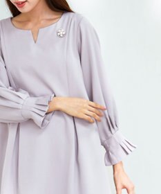 Tiaclasse 【洗える】プリーツパフ袖チュニックブラウス