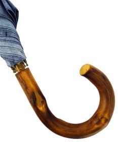+RING 【限定/日本製】プラスリング 晴雨兼用傘（長ショート）BLU denim-like pattern-chestnut handle SR224