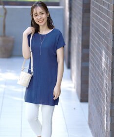 Tiaclasse 【洗える】フレンチスリーブニットチュニック