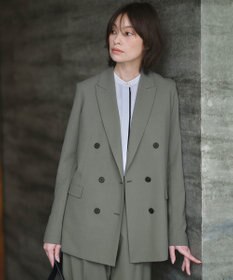 ICB ウール2WAYストレッチ ダブルブレストジャケット スモークグリーン系