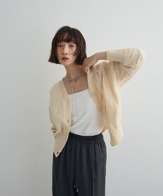 Green Parks チュールドッキングＶネックニットカーディガン