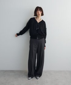 Green Parks チュールドッキングＶネックニットカーディガン