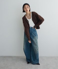 Green Parks チュールドッキングＶネックニットカーディガン