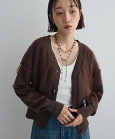 Green Parks チュールドッキングＶネックニットカーディガン