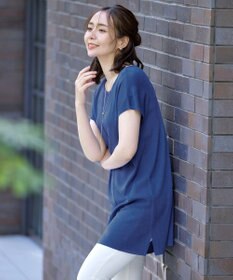 Tiaclasse 【洗える】フレンチスリーブニットチュニック