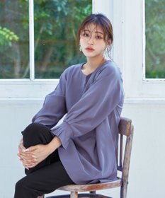 Tiaclasse 【洗える】プリーツパフ袖チュニックブラウス