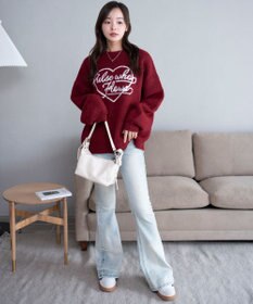 WEGO 【2025年秋冬新作】フラッフィーグラフィックニットBIGプルオーバー