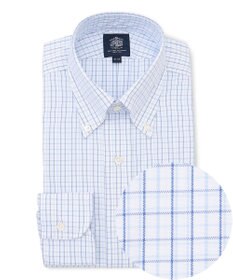 J.PRESS MEN 【PREMIUM PLEATS / 形態安定】タッタソールチェック ドレスシャツ / B.D. サックスブルー系3