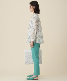 自由区 L エアリーローン花柄プリント ブラウス