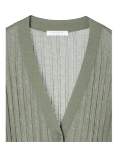 Green Parks 推しニット　リブ編みミドル丈カーディガン