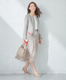 ANY SIS シャイニーストレッチツイード ノーカラージャケット