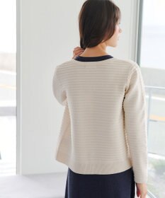 Tiaclasse 【洗える】ボーダー編みニットカーディガン