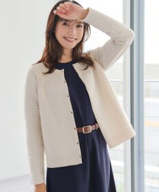 Tiaclasse 【洗える】ボーダー編みニットカーディガン