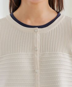 Tiaclasse 【洗える】ボーダー編みニットカーディガン