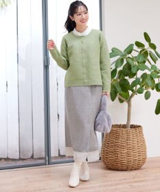 Tiaclasse 【洗える】ボーダー編みニットカーディガン