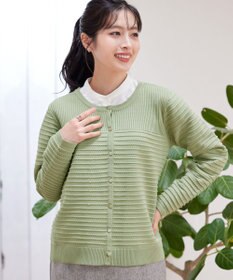 Tiaclasse 【洗える】ボーダー編みニットカーディガン