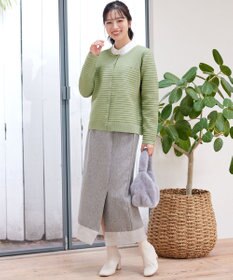 Tiaclasse 【洗える】ボーダー編みニットカーディガン