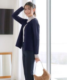 Tiaclasse 【洗える】ボーダー編みニットカーディガン