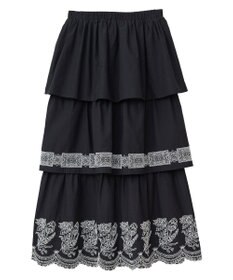 Green Parks ■ＥＳＣＡＲ　バイカラー刺繍ティアードスカート