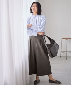 ANY 【洗濯機可/ウエストゴム】ライトツイードワイドパンツ