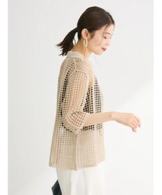Green Parks メッシュ編み襟付きカーディガン
