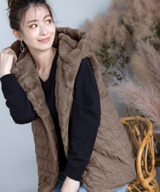 Tiaclasse 【2WAY】着回し自由のリバーシブルキルトフェイクファーベスト